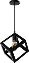 QUVIO Hanglamp modern - Lampen - Plafondlamp - Leeslamp - Verlichting - Verlichting plafondlampen - Keukenverlichting - Lamp - Design lamp kubus - E27 Fitting - Voor binnen - Met 1 lichtpunt - Metaal - 16 x 16 cm - Zwart