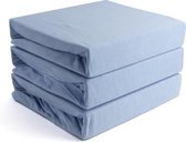Seashell hoeslaken - 100% jersey katoen - 90 x 200 cm - 3 stuks - blauw