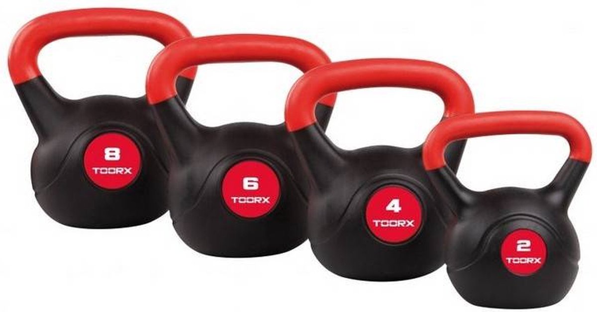 Toorx Fitness PVC Kettlebell - Gewicht - 4 kg - Krachttraining - Rood - Zwart – foto 2