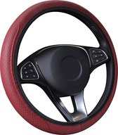 Kasey Products - Stuurhoes Auto - Voor 36-38 cm Stuurwiel - Ademend en Antislip - Donkerrood met zwart