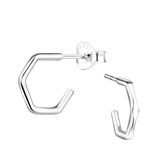 Joy|S - Zilveren - oorringen stud -  5 hoekige oorbellen - 12 mm / 1.5 mm