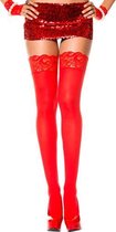 Lange Kousen Met Kanten Rand - Rood - Sexy Lingerie & Kleding - Beenmode - Dames Lingerie - Kousen