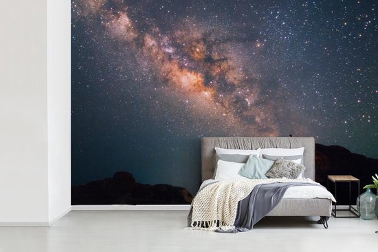 Papier fotobehang Voie lactée sur un paysage de montagne