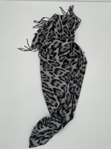 Hip by Dorion - Dames - Luipaard sjaal - Grijs - Wol - 190x65cm