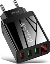 DrPhone HALO8 - USB adapter met 3 poorten en LED Indicatie Voltage - USB lader - 30W - Quick Charger 3.0 - Snellader Adapter - Geschikt voor Tablet / Smartphone etc - Zwart