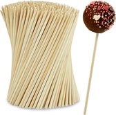Relaxdays Cakepop stokjes bamboe - set van 400 - lolly stokjes - 15cm - lollipop stokjes
