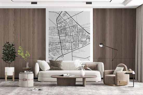Papier peint - Papiers Papier peint photo Plan de la ville - Drachten - Grijs - Wit - Largeur 195 cm x hauteur 300 cm