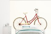 Behang - Fotobehang Een rode fiets - Breedte 325 cm x hoogte 260 cm