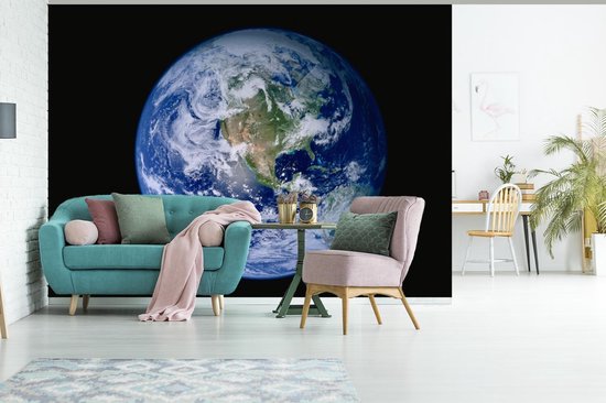 Papier peint Papier peint photo en vinyle - Image satellite de la terre avec des nuages largeur 330 cm x hauteur 240 cm - Tirage photo sur papier peint (disponible en 7 tailles)