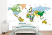 Behang - Fotobehang Wereldkaart - Aarde - Kleuren - Breedte 420 cm x hoogte 280 cm