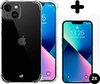 iPhone 13 Mini Hoesje - Case Transparant + 2x Glass Screenprotector - shockproof - schokbestendig - screen protector - beschermglas