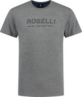 Rogelli Logo T-Shirt Sportshirt - Korte Mouwen - Heren - Grijs Gemeleerd - Maat L