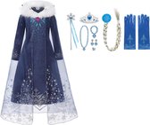 Elsa Frozen - Prinsessenjurk -Verkleedkleding - 110/116 (120) - Kroon - Toverstaf - Juwelen - Prinsessen - Maatadvies: Valt normaal: bestel je eigen maat