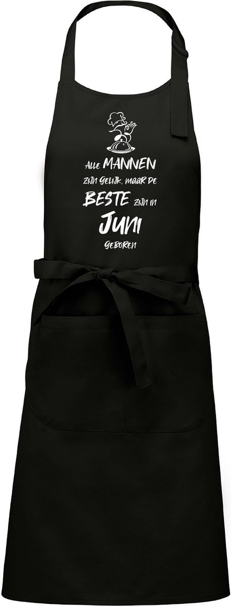 Mijncadeautje - Luxe schort - zwart - Alle mannen zijn gelijk - juni