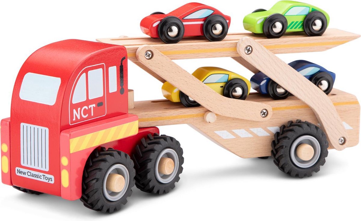 New Classic Toys Houten Vrachtwagen voor Autotransport Inclusief Auto's