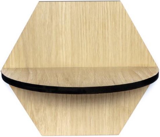 Hexagon wandtegel | Eiken | Wandplank | Zelfklevend | ↑24CM - 21CM