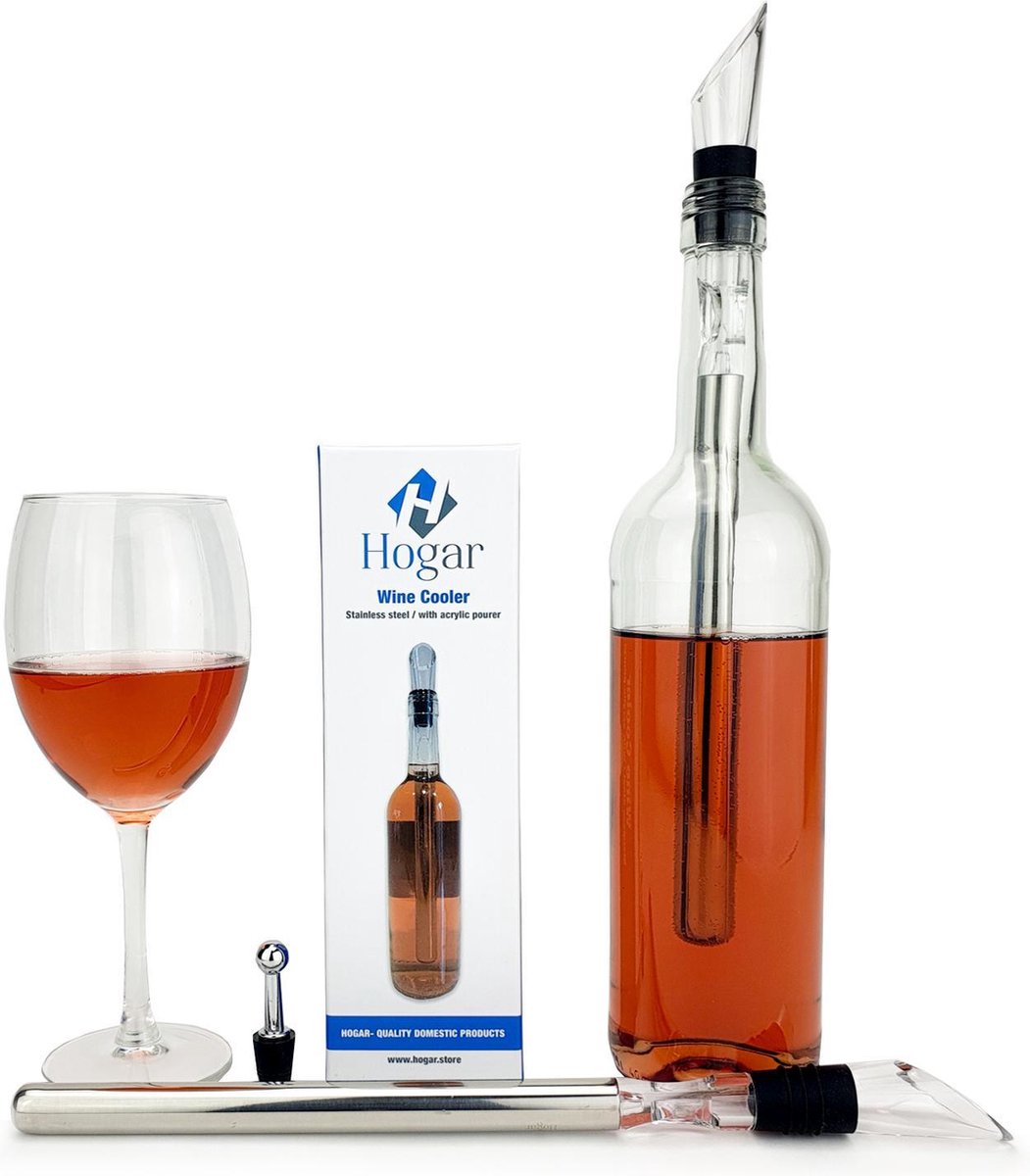 Luxe Wijnkoeler stick - Wijnkoelstaaf - Wijnkoeler -  Wine Chiller - Wijnkoelstick - Wijn koeler Staaf -  Koelstaaf voor wijn - Wijnkoeler RvS - Wijn fles koeler - Hogar® - Hogar