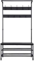 Maison’s Kapstok – Garderoberek – Schoenenrek – Industrieel – Zwart – 41,5x100x182