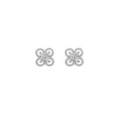 Gading®Oorknoppjes zilveren dames - Zirkonia Oorknoppen met klavertje vier - zilver- zilver 925