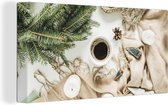 Toile Peinture Hiver - Café - Tapis - 80x40 cm - Décoration murale