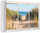 Canvas Schilderij Doorkijk - Strand - Zee - 60x40 cm - Wanddecoratie