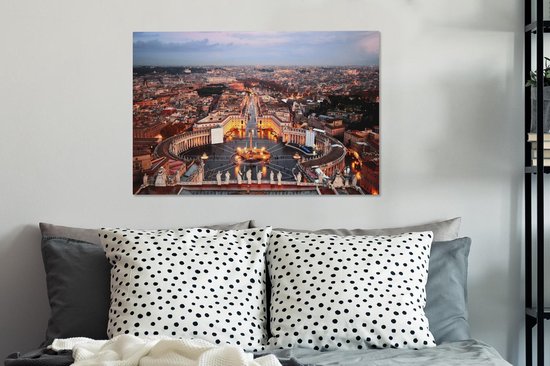 Place Saint - Pierre de Rome en toile 80x60 cm - Impression photo sur toile peinture Décoration murale salon / chambre à coucher) / Villes Peintures Toile