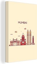 Canvas Schilderij Mumbai - India - Skyline - 60x90 cm - Wanddecoratie
