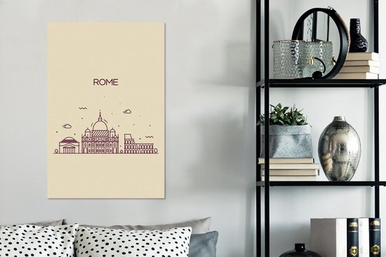 Illustration skyline 'Rome' sur fond marron clair 40x60 cm - Tirage photo sur toile (Décoration murale salon / chambre)