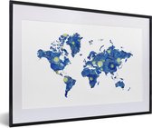 Fotolijst incl. Poster - Wereldkaart - Van Gogh - Sterrennacht - 60x40 cm - Posterlijst