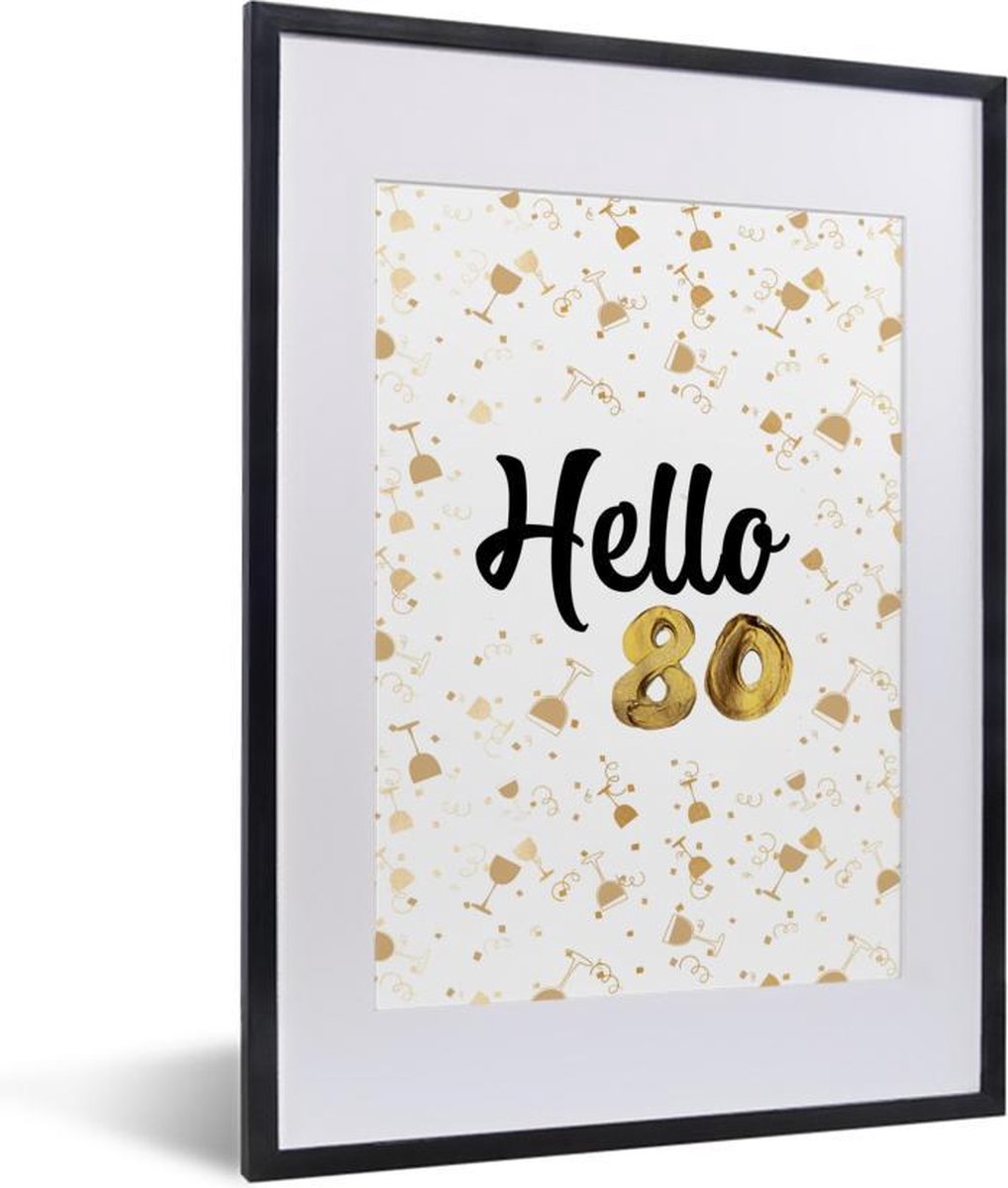 Fotolijst incl. Poster - Feest - 80 Jaar - Glas - 30x40 cm - Posterlijst
