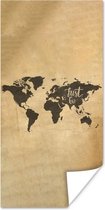 Wereldkaarten - Wereldkaart - Kaart - Spreuken - 80x160 cm