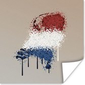 Affiche Carte du pays - Pays- Nederland - Drapeau - 75x75 cm