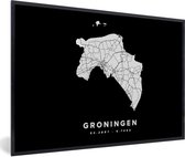 Fotolijst incl. Poster - Groningen - Kaart - Nederland - 30x20 cm - Posterlijst