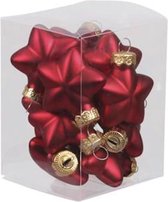 Oneiro's luxe kersthangers Mat Rood STAR - SET VAN 12 - ø6 cm - kerstbal - luxe verpakking – kerstcollectie – kerstdecoratie – kerstboomhanger – kerstversiering