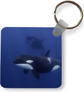 Sleutelhanger - Uitdeelcadeautjes - Twee orka's in helder water - Plastic