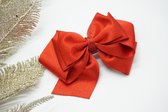 Haarstrik Satijn glitter - Rood 235 – Grote Kerststrik – Kerst accessoire - Haarclip - Bows and Flowers