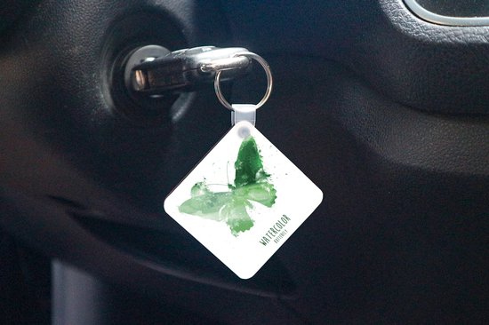 Porte-clés Papillon illustration - Une illustration d'un porte-clés papillon vert en plastique - Porte-clés carré avec photo