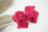 Haarstrik Satijn glitter - Fuchsia Roze  187 – Grote strik – Kerst accessoire - Haarclip - Bows and Flowers