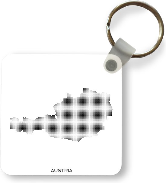 Sleutelhanger - Illustratie van Oostenrijk in punten - Plastic - Rond - Uitdeelcadeautjes
