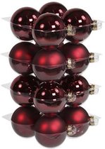 Oneiro's luxe kerstballen Bordeaux - SET VAN 16 - ø8 cm - kerstbal - luxe verpakking – kerstcollectie – kerstdecoratie – kerstboomhanger – kerstversiering