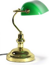 Tafellamp - Kunststof & aluminium - Groen & koper kleurig - Lampenkap (Ø) 17 cm - Afmeting (H) 37 cm