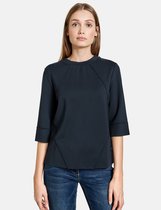 TAIFUN Dames Shirt met 3/4-mouwen en biesjes EcoVero Obsidian-36