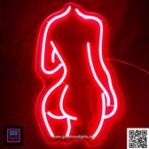 Vrouwen Lichaam - Led Sign - Rood - Custom - Kwaliteit - 50cm bij 30cm - Voor binnen - 2G11 - Buis - Bediening via afstandsbediening