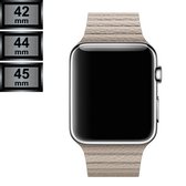 Compatible Apple Watch Bandje - Leather Loop PU Leer - Apple Watch Series 1/2/3/4/5/6/SE/7 - 42/44/45mm - Beige