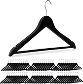 Relaxdays kledinghangers hout - set van 60 - broeklat - kleerhangers zwart- draaibaar