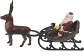 Kerstman met slee metaal 34x8,5x18cm