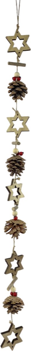 Kerst decoratie slinger Garland Wood Star 85 cm
