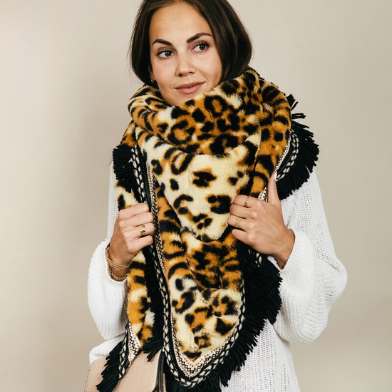 Femme - Hiver - Trendy - Châle Écharpe en fourrure - Goldina - Camel