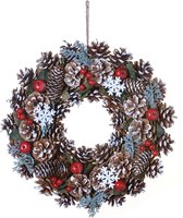 Wreath Pinecone Snowflake Ø35x9cm Multicolour | Kerst | Kerststukje