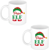 2x stuks cadeau kerstmok Papa Elf - 300 ml - keramiek - koffiemok / theebeker - Kerstmis - kerstcadeau Papa / vader